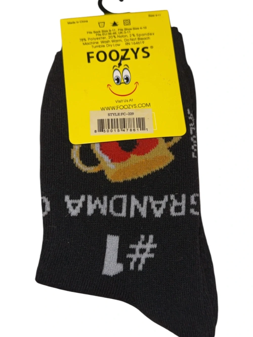 Foozys #1 Grandma Black Novelty Socks